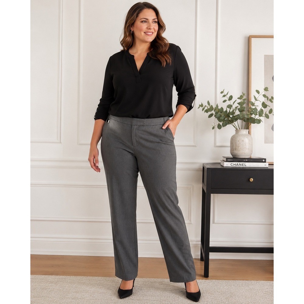 Lauren Ralph Lauren Grey Straight Leg Dress Pants Women's 20W Classic Trousers